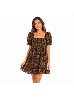 NWT Sourpuss "Creampuff" Leopard Print Babydoll Dress